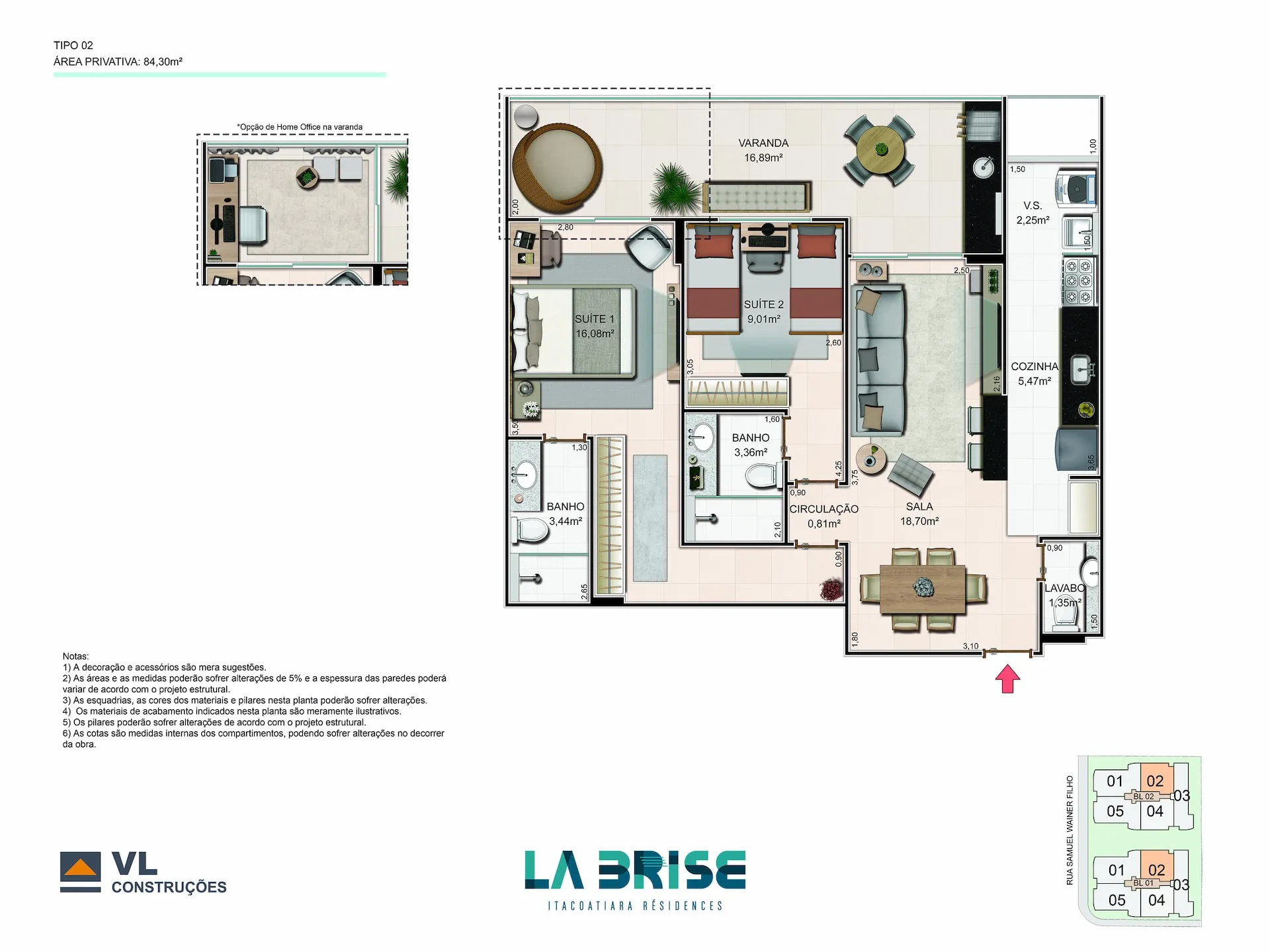 Apartamento tipo 02 – Opção office