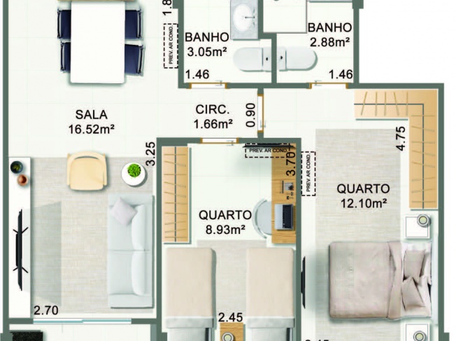 Apartamento - Tipo 02 (Opção Office)