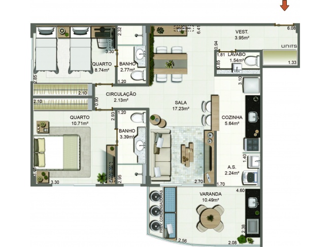 Apartamento - Tipo 04 (Opção Office)